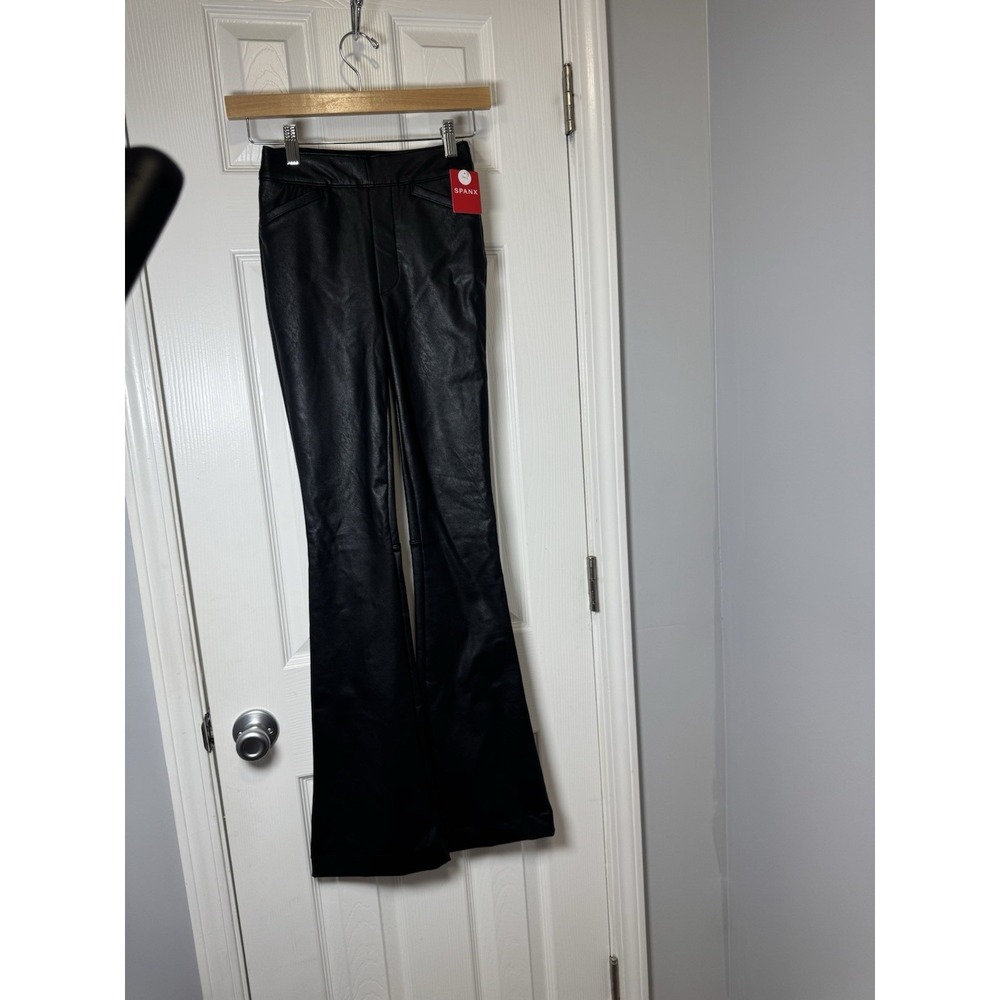 SPANX Black Wide-Leg Faux Leather Pants